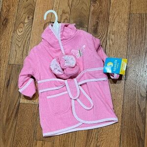 Pink Baby Bathrobe with Butterfly Design